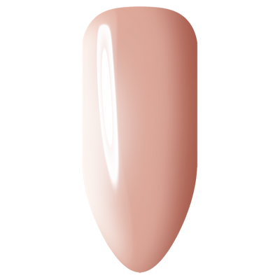 “Swatch of BIOGEL #328 Peach Pitstop, a subtle peach crème gel with a pink sheen from The Wonderlust Collection, part of Bio Sculpture’s professional color gel range.”