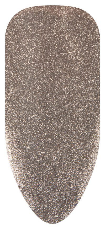 “Swatch of BIOGEL #138 Melting Mercury, a shiny metallic silver shade from the Rock & Crystal Collection, promoting Bio Sculpture’s latest professional gel colors and nail care products.”