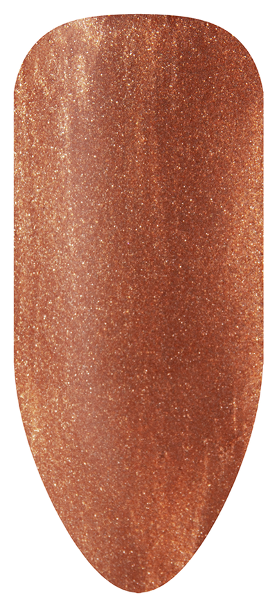 “Swatch of BIOGEL #169 The Rebel, a rose gold metallic shimmer shade from the Smoke & Mirrors Collection, promoting Bio Sculpture’s latest professional gel colors and nail care products.”