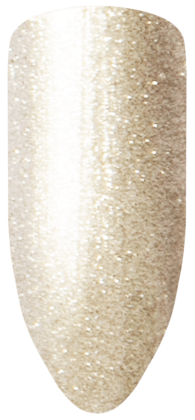 “Swatch of BIOGEL #193 Truth of a Fairy Tale, a pearl white shimmer gel with gold fragments from the Fantasy Collection, promoting Bio Sculpture’s latest professional gel colors and nail care products.”