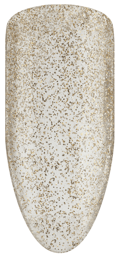 “Swatch of BIOGEL #2032 Two in Love, a sheer gel with a mix of tiny gold and silver glitter from Bio Sculpture’s professional color gel range.”