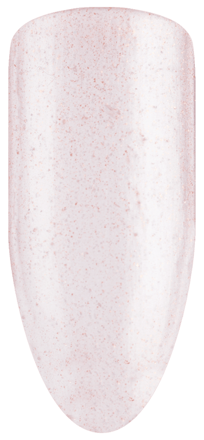 “Swatch of BIOGEL #2097 Pretty in Mink, a soft pink sheer gel with silver tint and sparkles from Bio Sculpture’s professional color gel range.”
