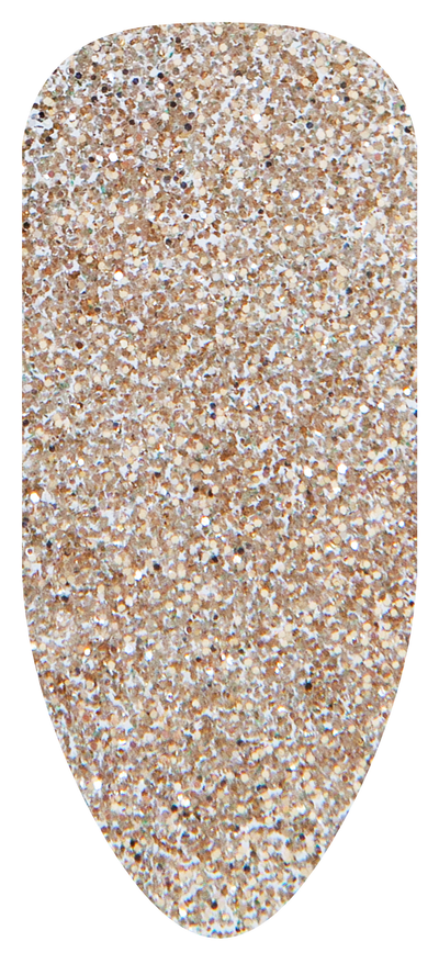 “Swatch of BIOGEL #222 Tinsel, a festive metallic glitter gel shade perfect for holiday nail designs, promoting Bio Sculpture’s latest professional gel colors and nail care products.”