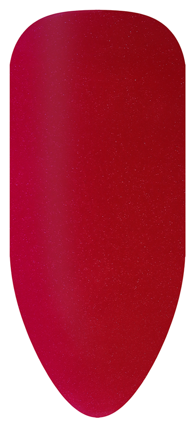 “Swatch of BIOGEL #30 Triginta, a royal red crème shade with pink undertones and silver shimmer, promoting Bio Sculpture’s latest professional gel colors and nail care products.”
